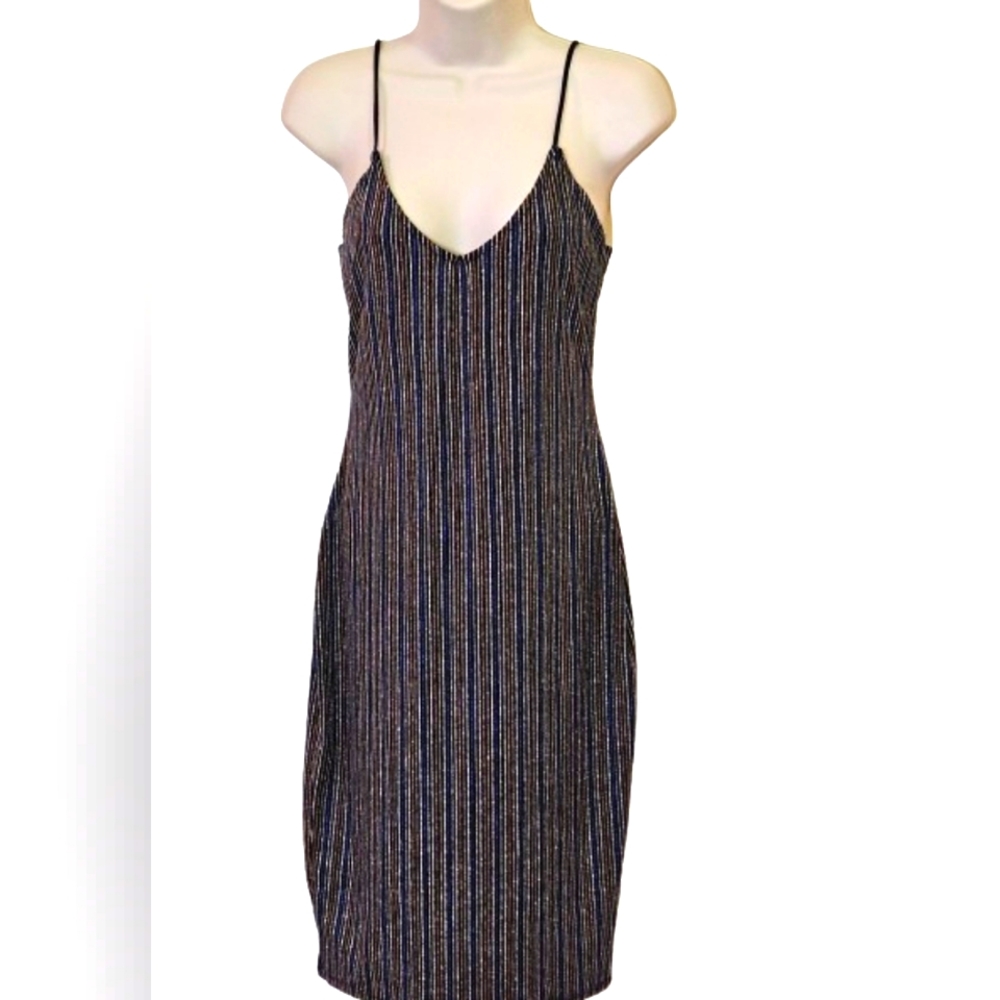 Mind Code Black/Blue Metallic Striped Multicolor … - image 4